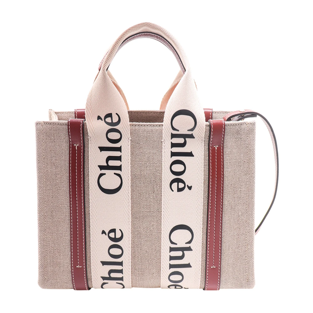 Chloé Elegante Linnen en Leren Handtas Beige Dames