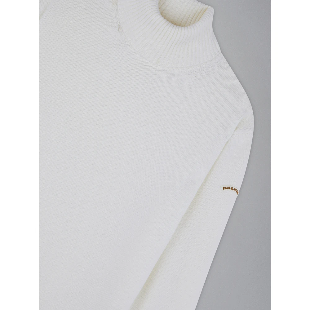 PAUL & SHARK Wollen Dolcevita Trui in Wit White Heren