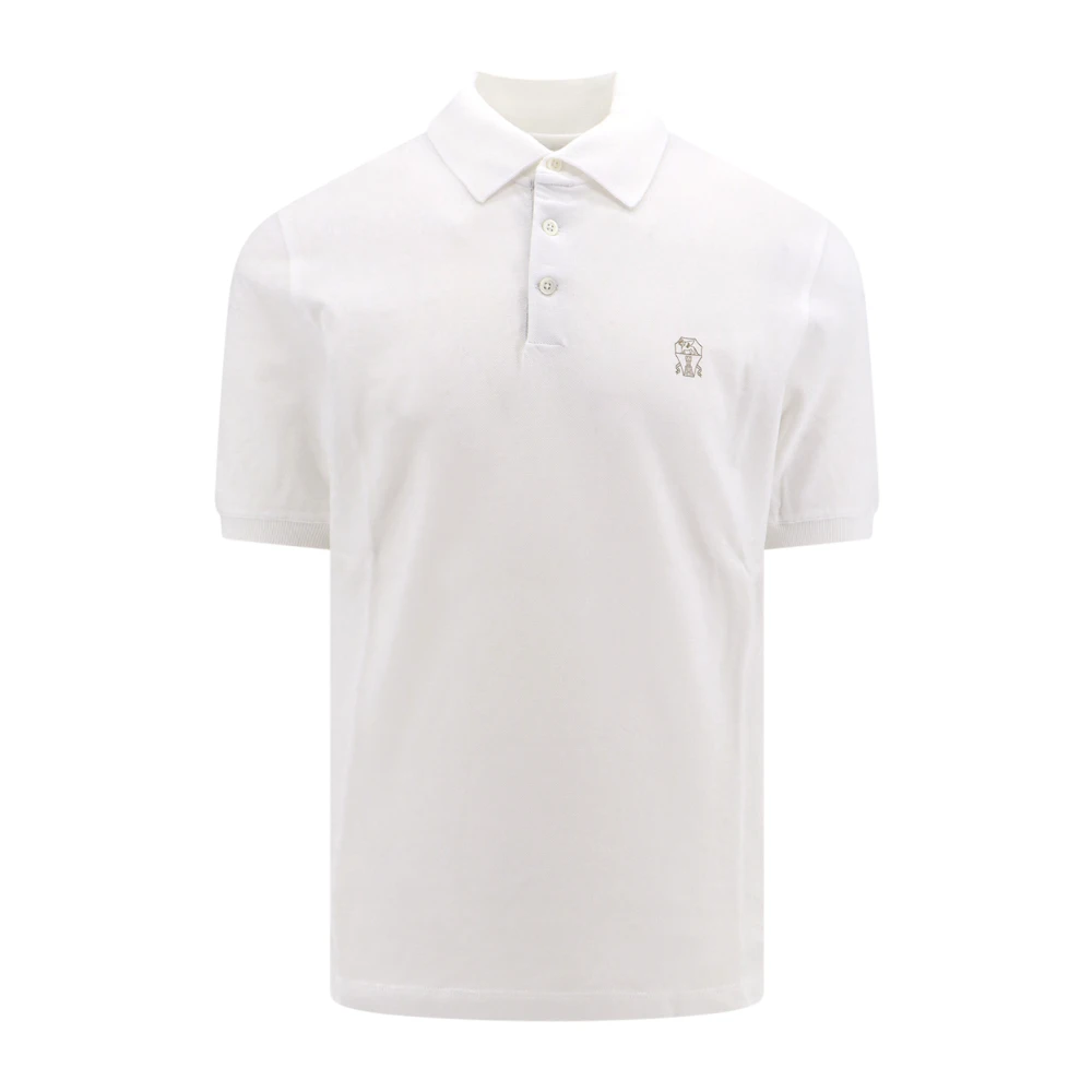 BRUNELLO CUCINELLI Witte Polo T-shirt met Geribbelde Profielen White Heren