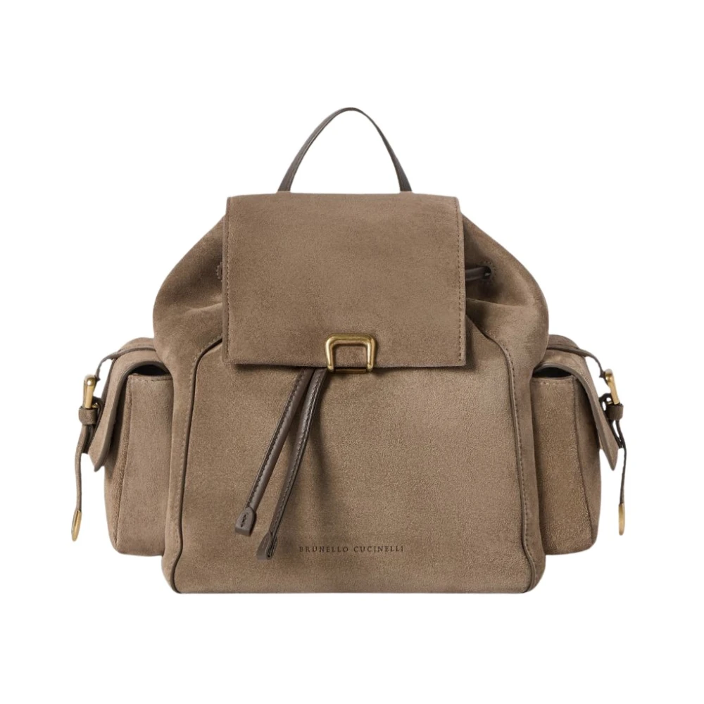 Brunello Cucinelli , Backpacks, Female, Brown, One Size, Suede Backpack