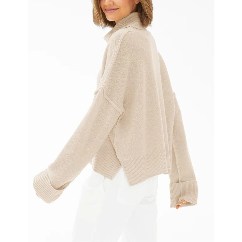 Juvia Elegante Merino Wol en Kasjmier Coltrui Beige Dames