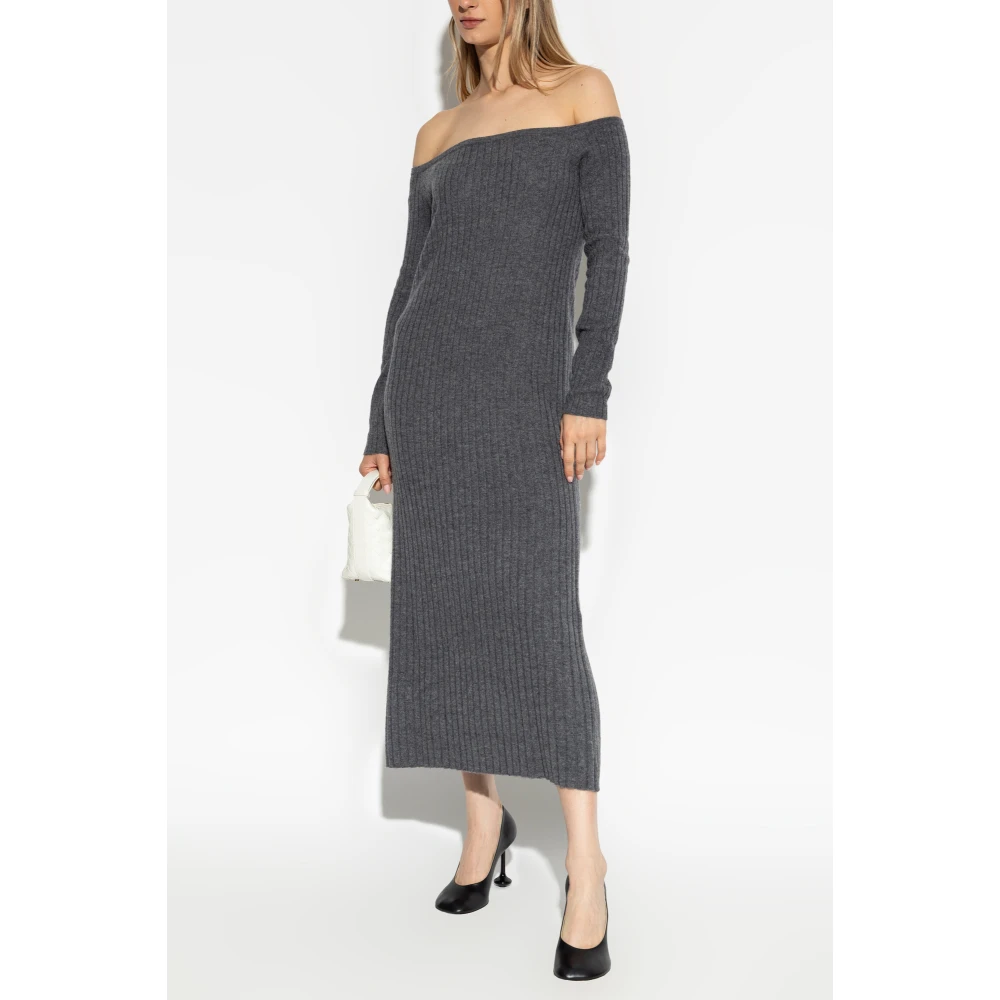 Lisa Yang Gestreepte jurk `Nari` Gray Dames