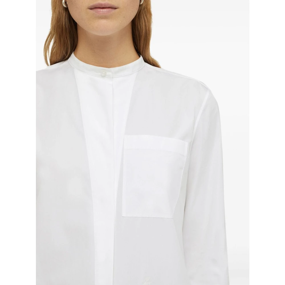 Jil Sander Witte Lange Mouw Mao Kraag Shirt White Dames