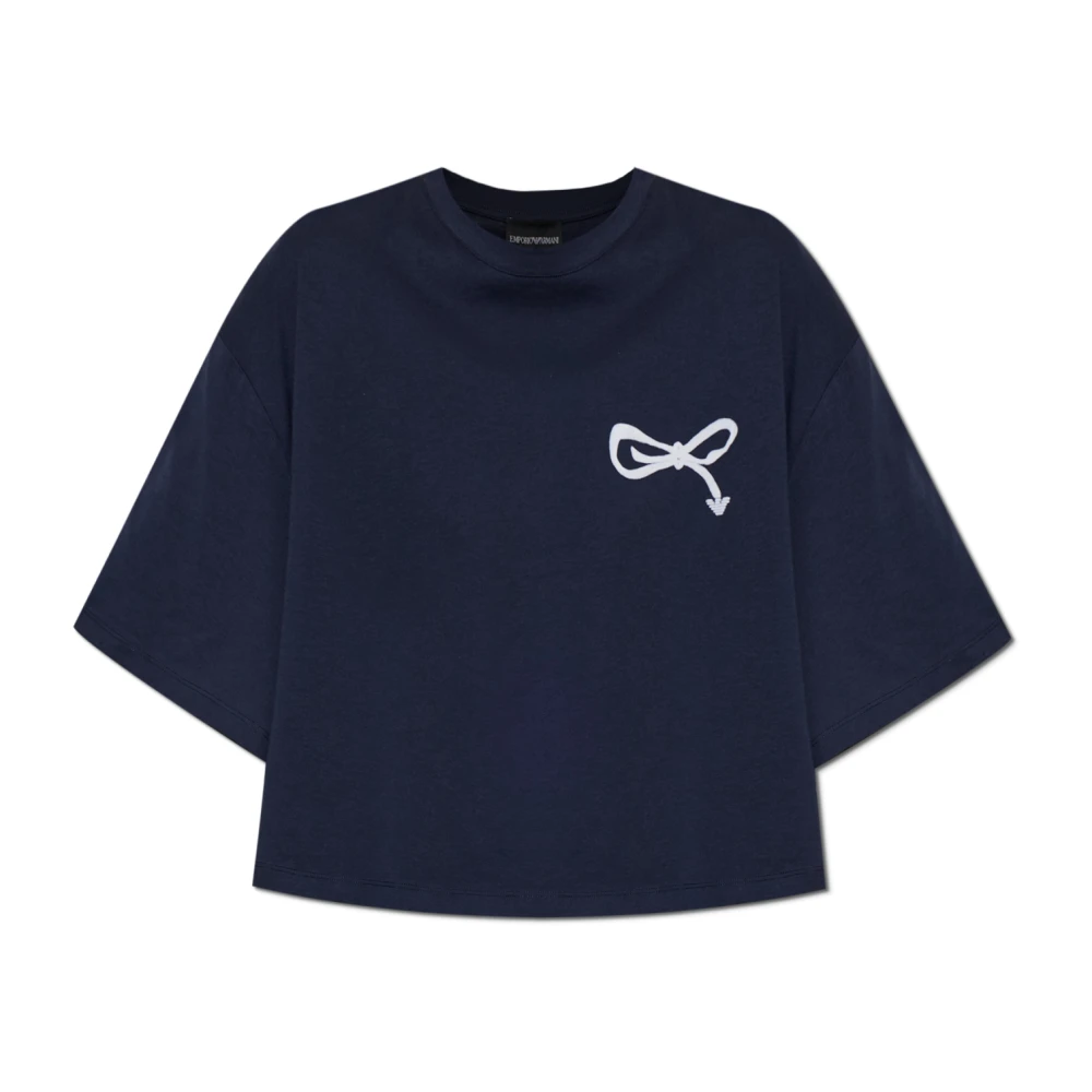 Emporio Armani Vrouw Blauw Tops Dames, Xs, Katoen, Oversized T-Shirt