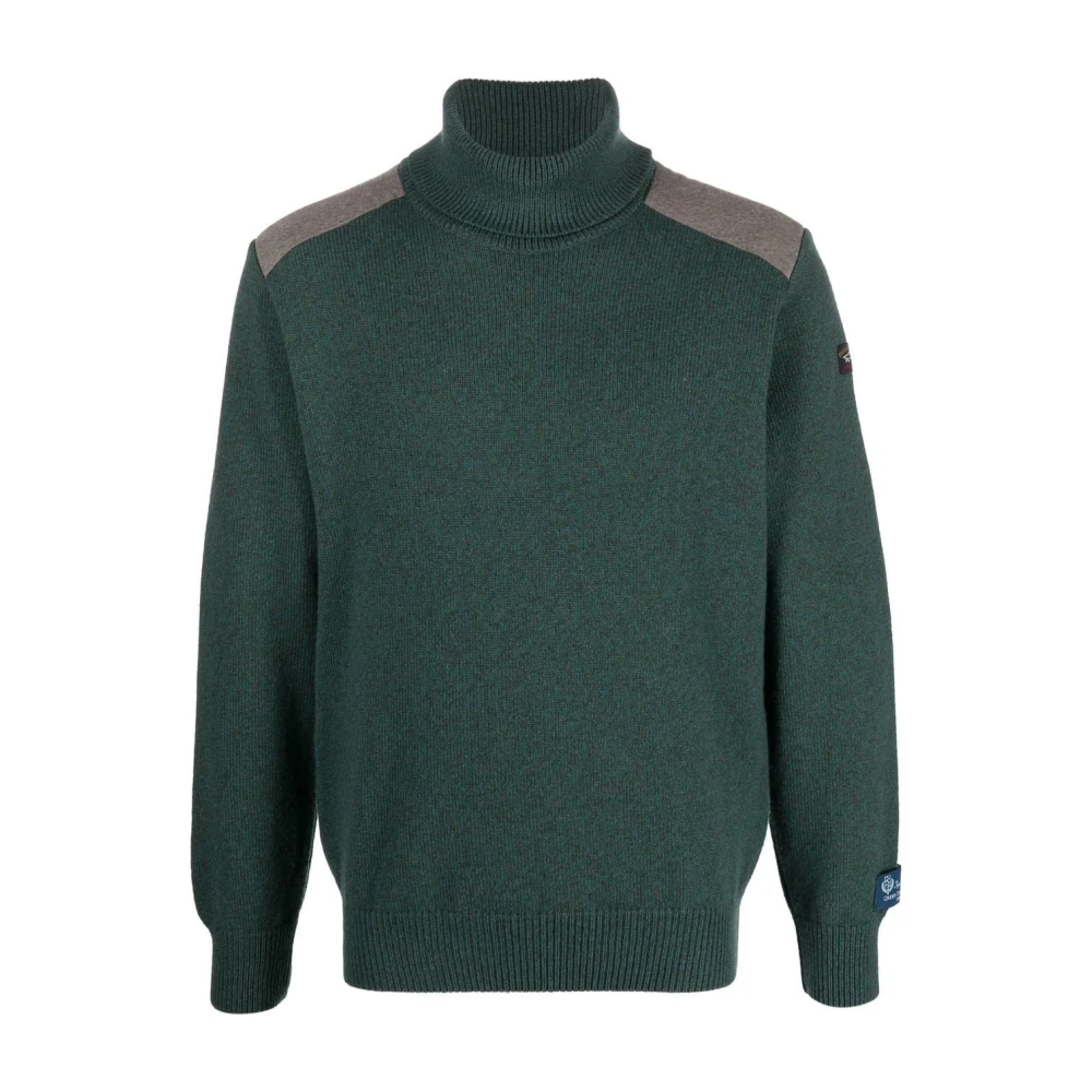Paul & Shark Green Turtlenecks, Male, 2XL, Woollen Turtleneck Jumper