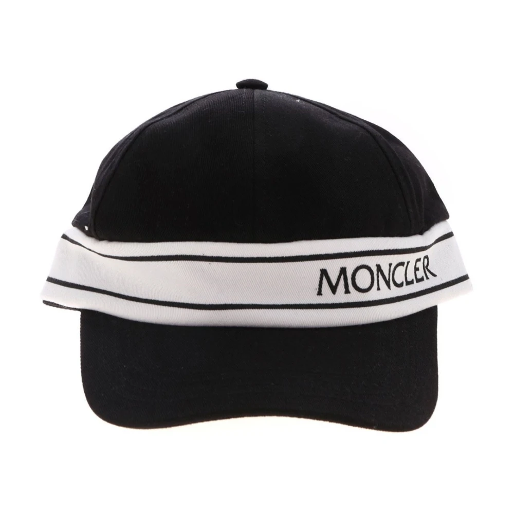 Moncler Boys Black Hats & Caps, M, Logo Cap With Striped Band