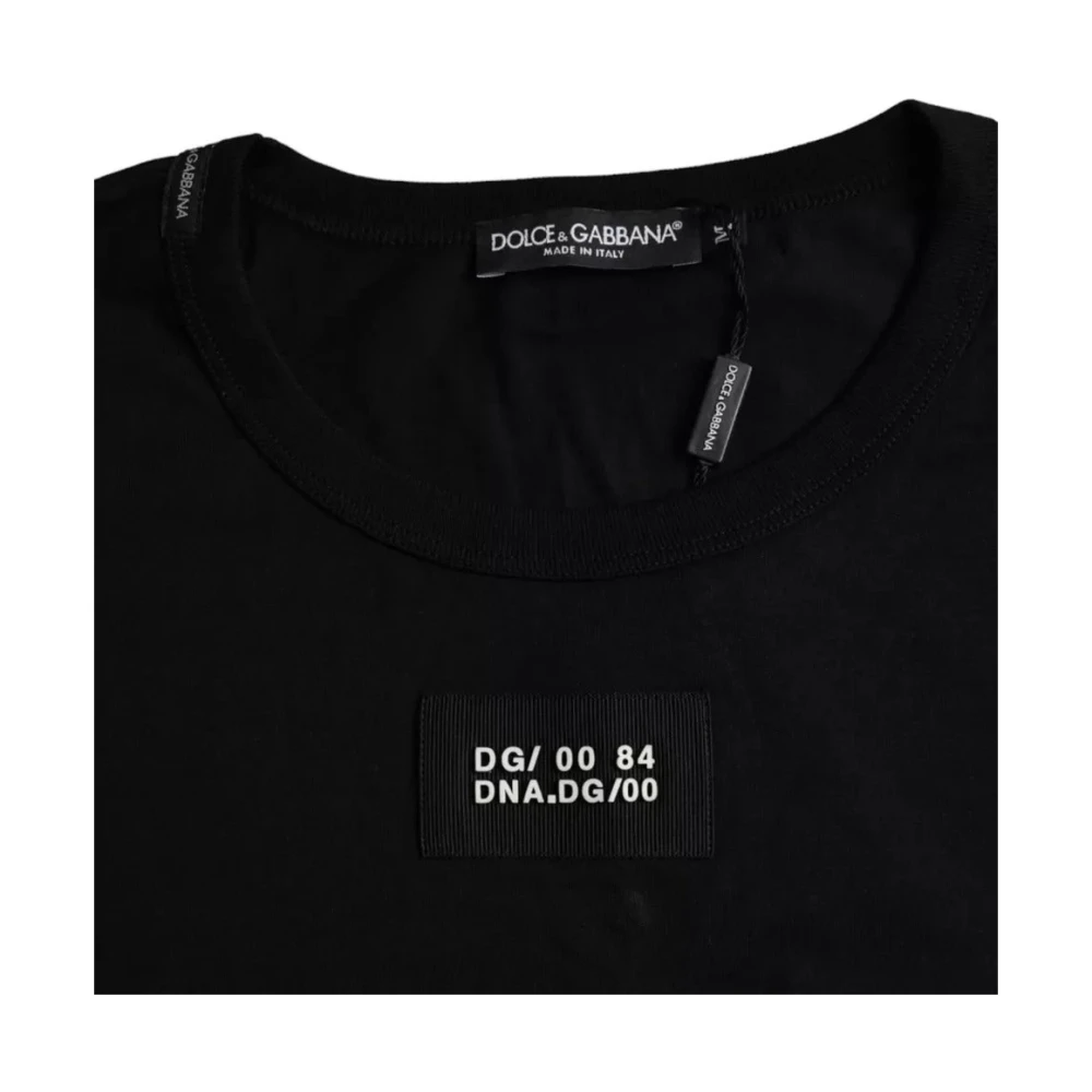 Dolce & Gabbana Zwart katoenen T-shirt met korte mouwen Black Heren