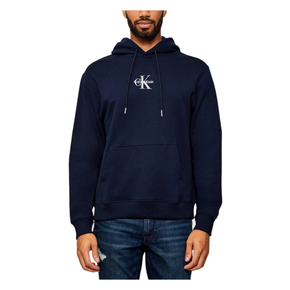 Calvin Klein Jeans Men's Blue 350Terry Micro Monologo Hoodie