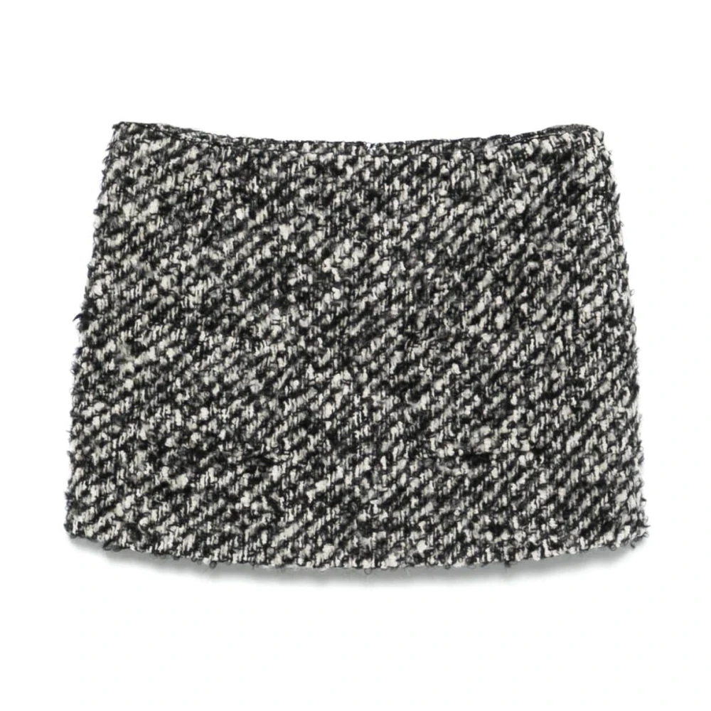 N21 Zwarte Wollen Bouclé Rok Black Dames