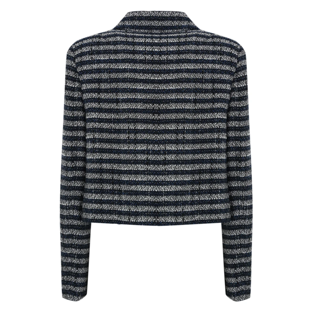 Fay Blauwe Tweedjas Lange Mouw Knoopsluiting Blue Dames