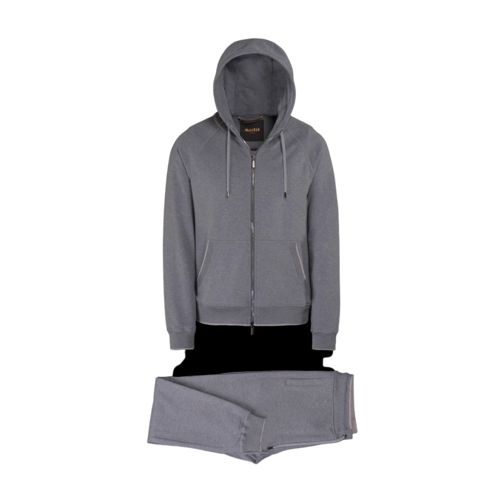 Moorer Tweekleurige Katoen Kasjmier Jumpsuit Gray Heren