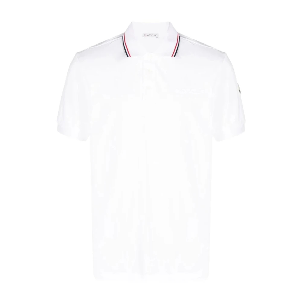 Moncler Polo Shirt med Randig Kant White, Herr