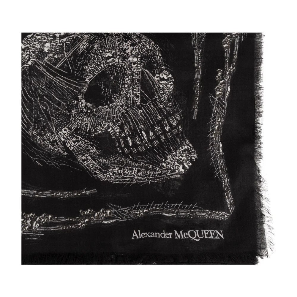 Alexander mcqueen Sjaal met schedel motief Black Heren