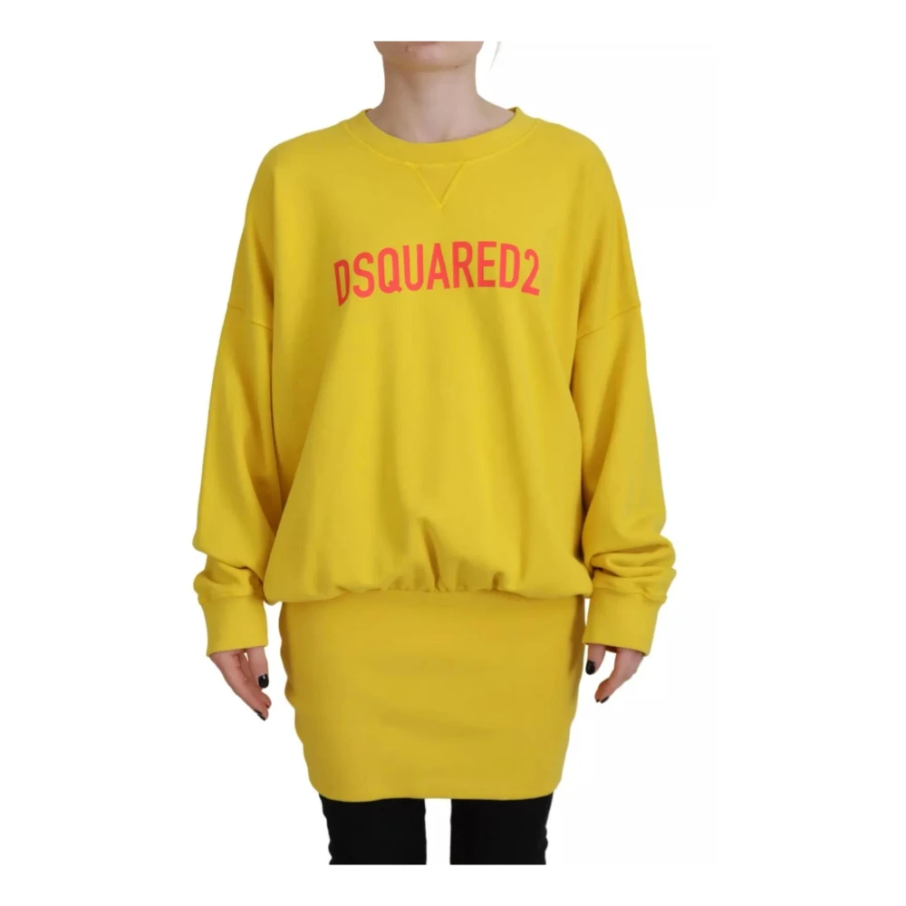 Dsquared2 Gele Logo Print Crewneck Sweater Yellow Dames