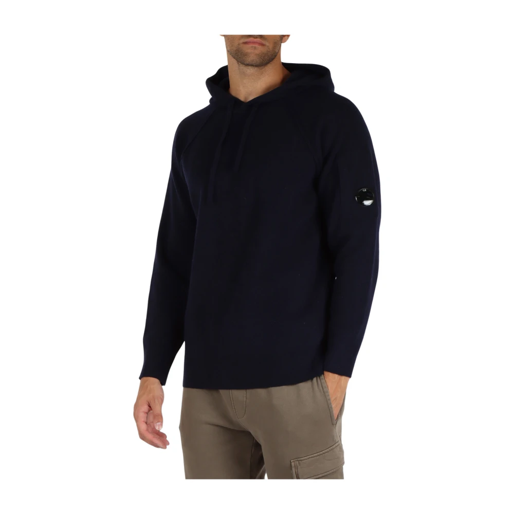 C.P. Company Wollen Hoodie met Mouwzak Blue Heren
