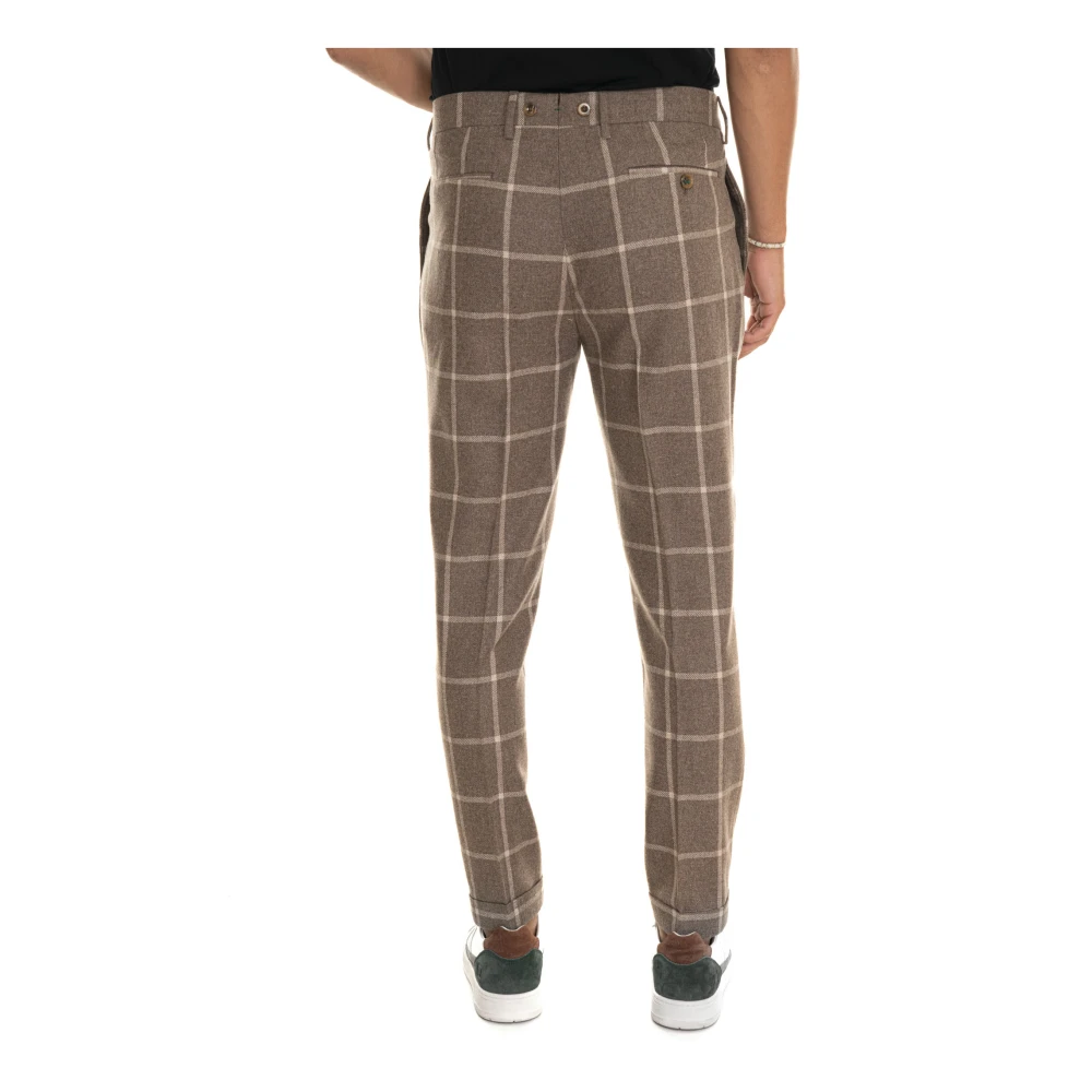 Berwich Geruite Chino Broek met Tailoring Vent Beige Heren