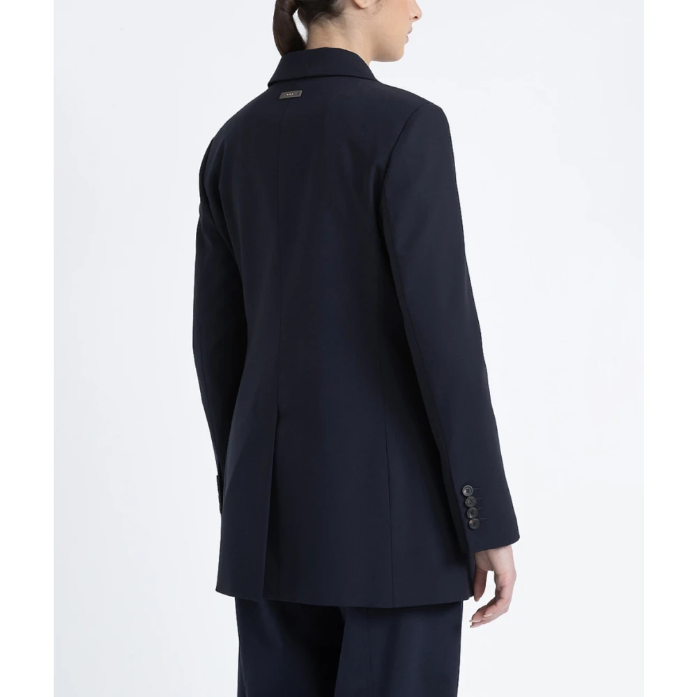 PESERICO Dubbelrijige blazer in technische wol Blue Dames