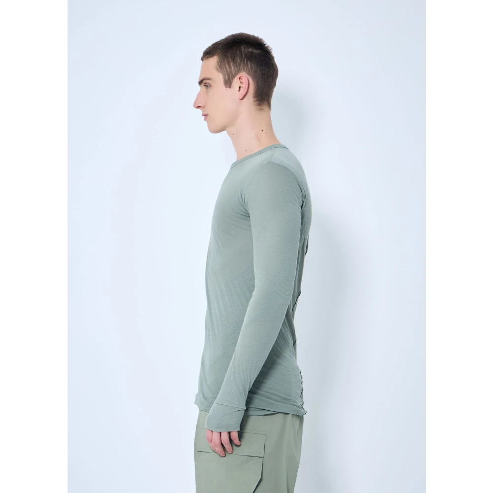 Rick Owens Katoenen T-shirt met Dubbele Laag en Ronde Hals Green Heren