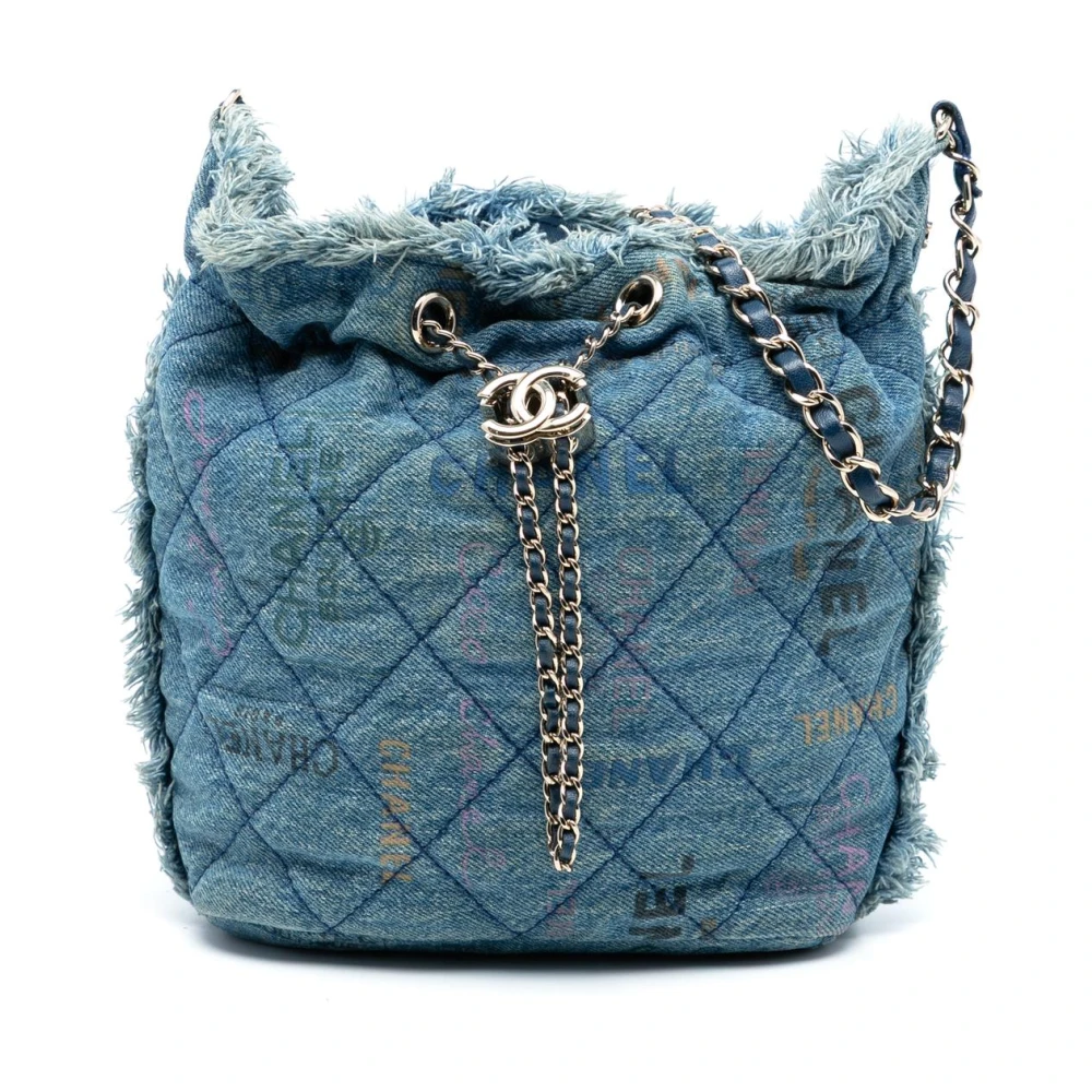 Chanel Vintage Women's Blue Pre-Owned Denim Bucket Bag