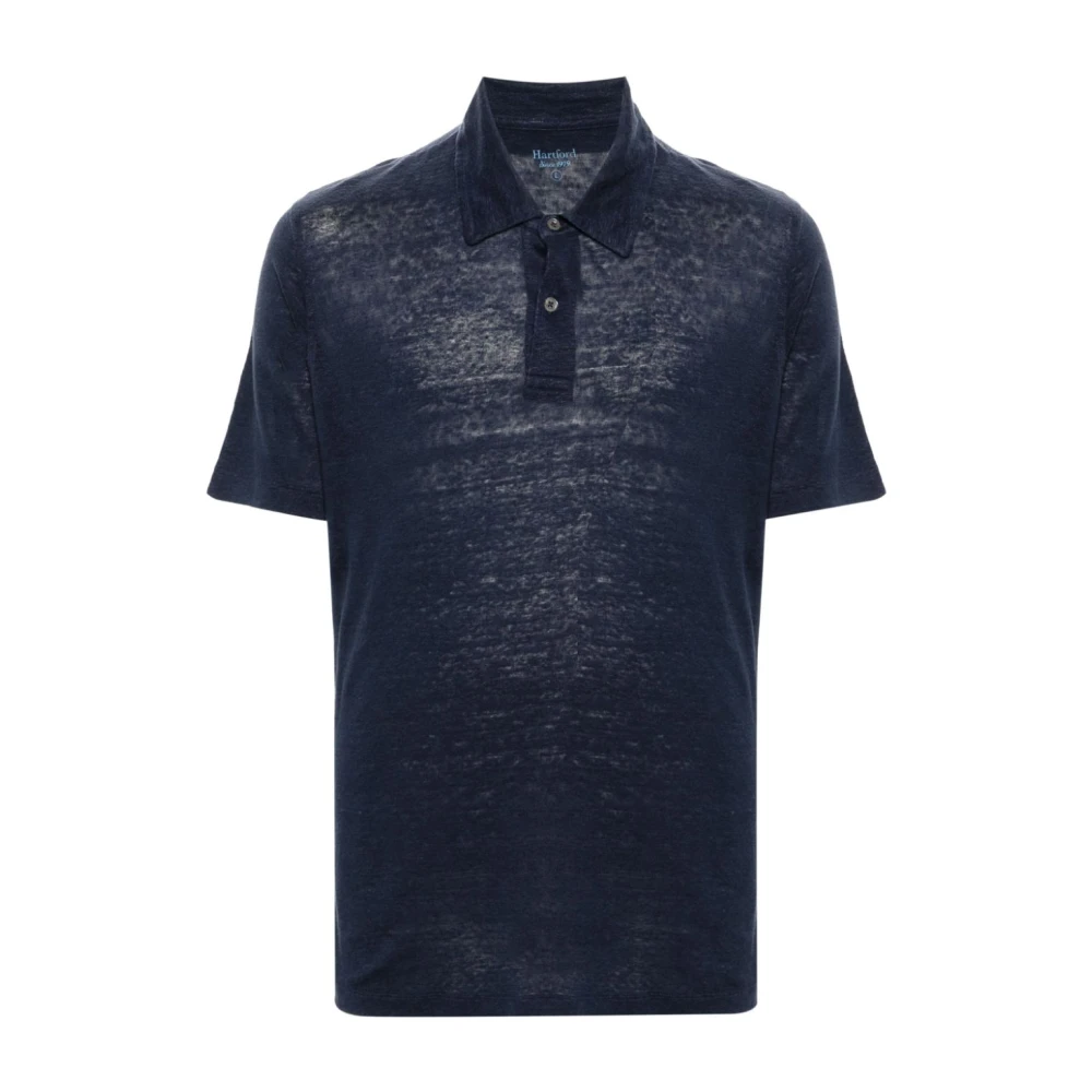 Hartford Blauwe Linnen Polo Shirt Blue Heren