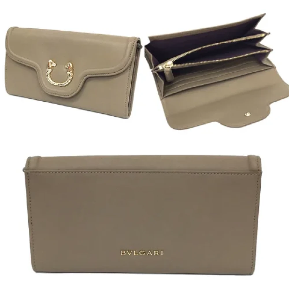 Bvlgari Vintage Pre-owned Leather wallets Beige Dames