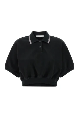 Cropped Cinched Cotton Polo