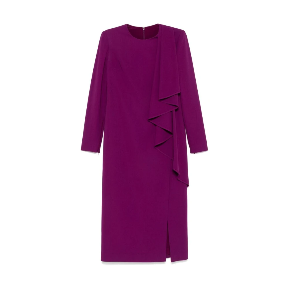 Elie Saab Pruim Paarse Gerimpelde Jurk Purple Dames