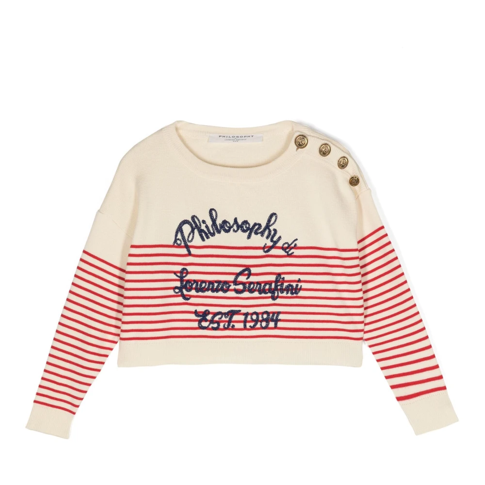 Philosophy di Lorenzo Serafini Randig Crewneck Tröja Röd Tråd Multicolor, Flicka