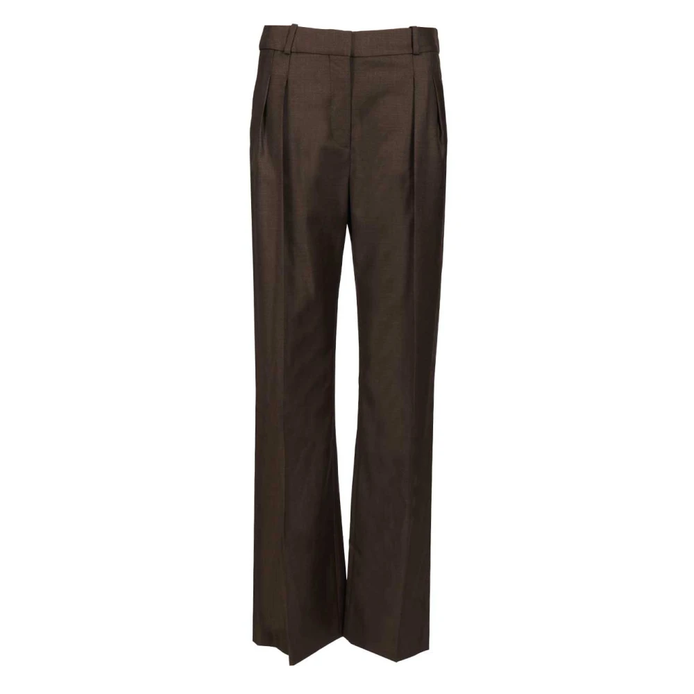 Loulou Studio Women's Brown Sbiru Trousers - Wide Trousers - L - Trousers