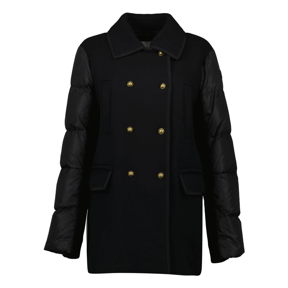 Moncler Women's Black Winter Jackets, L, Chaillo Bi-Material Coat