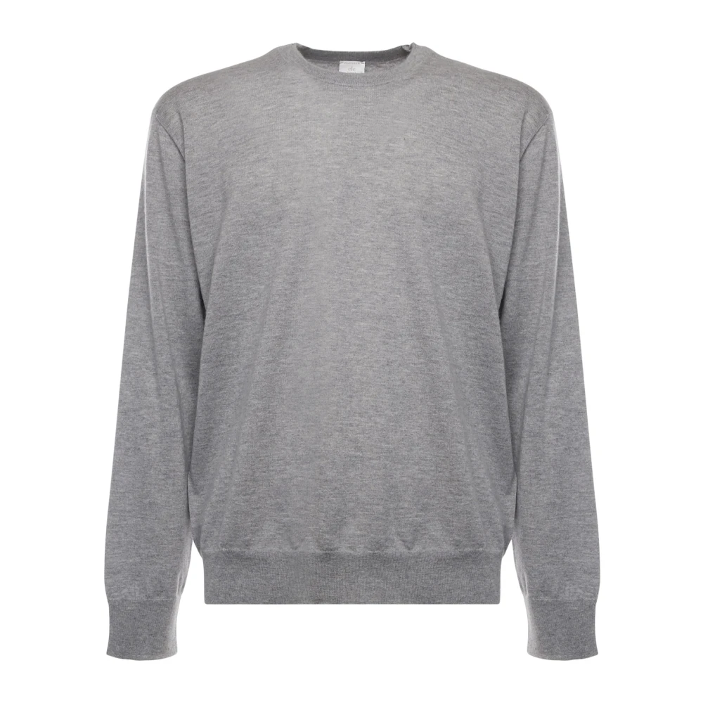 Eleventy Mannelijk Grijs Truien & Vesten Heren, 2XL, Leer, Trui Met Ronde Hals