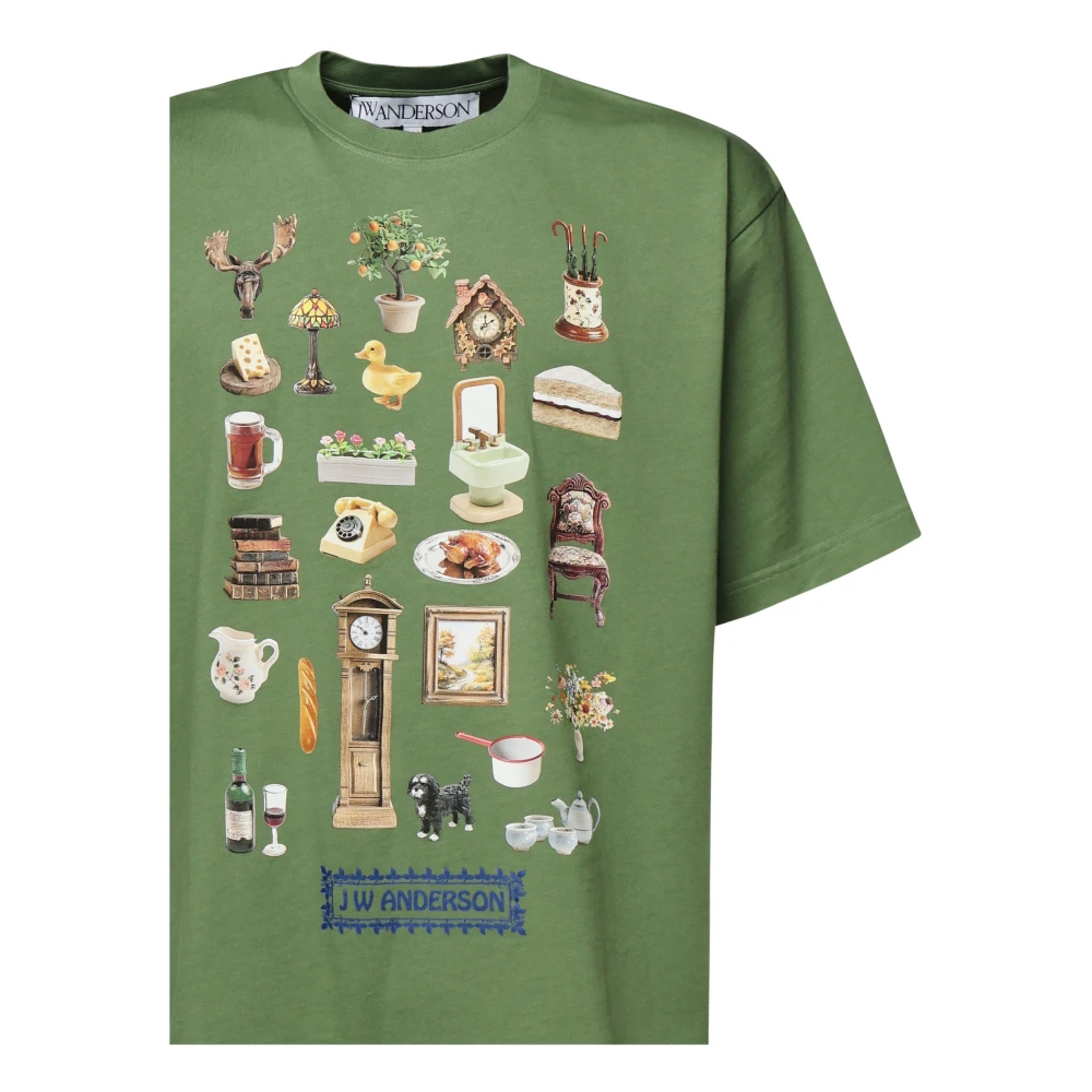JW Anderson Groene Diorama Print T-shirt Green Heren