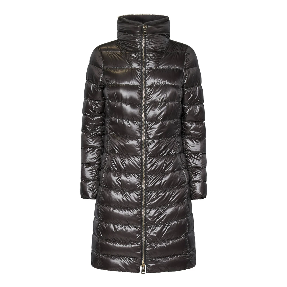 Herno Grijze Gewatteerde Jas met Nepbont Gray Dames