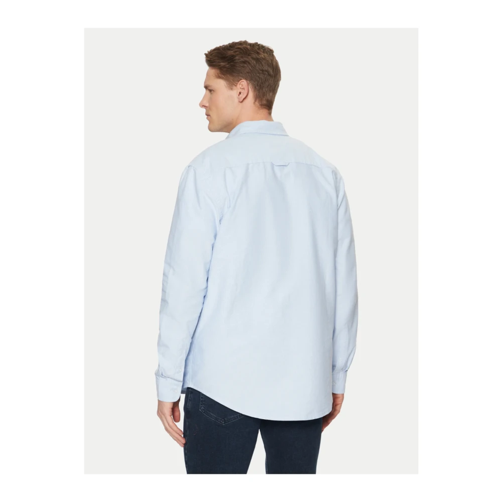 Tommy Jeans Blauw Logo Katoenen Overhemd Blue Heren