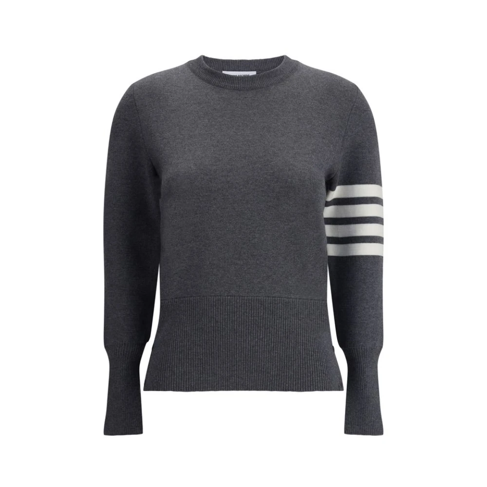 Thom Browne Women's Gray Iconic Virgin Wool Sweater With Ribbed Hem