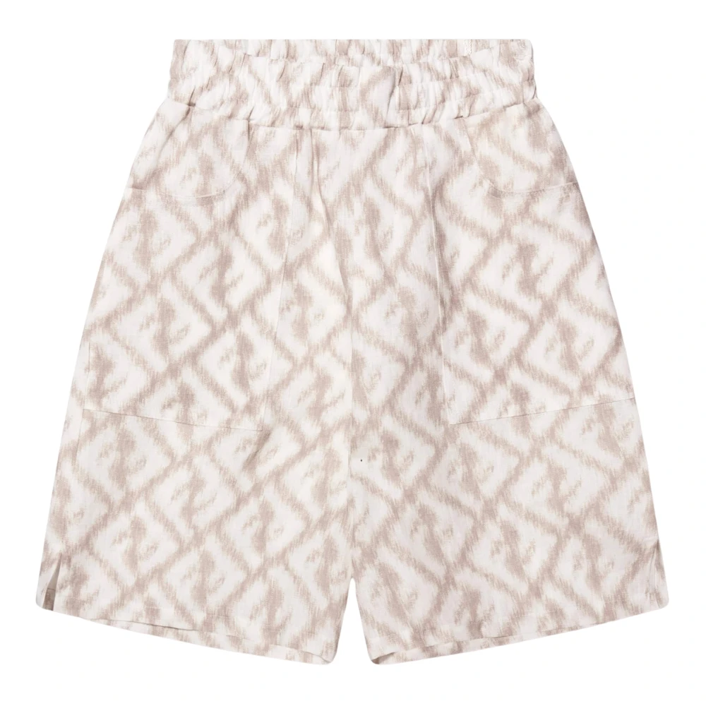 Fendi Boys Beige Shorts, 10 Y, Ff Logo Linen Shorts