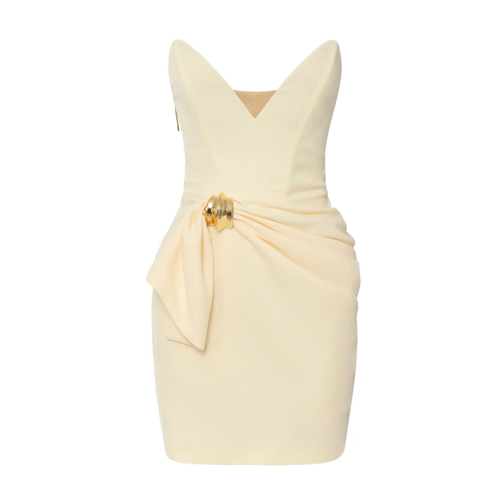 Elisabetta Franchi Jurken met hartvormige halslijn en tule inzetstukken Beige Dames