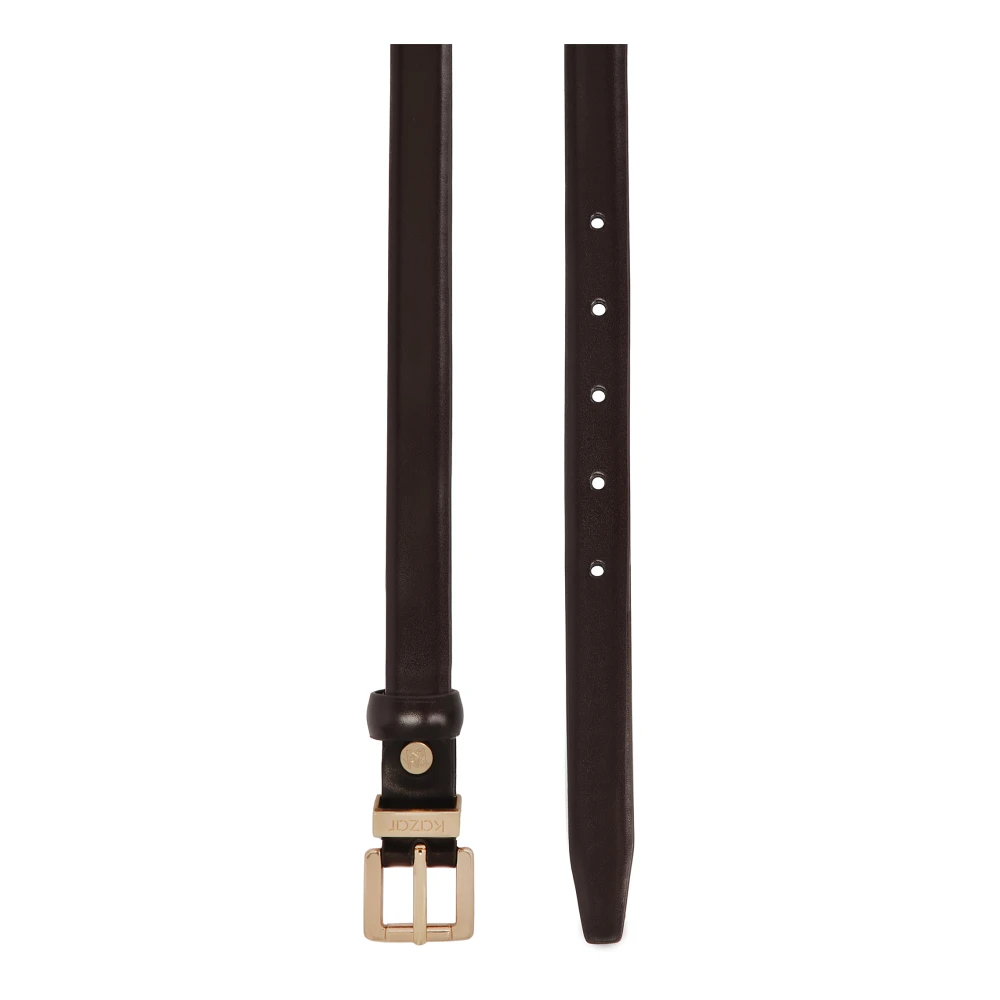 Kazar Leren smalle riem in donkerbruine kleur Brown Dames