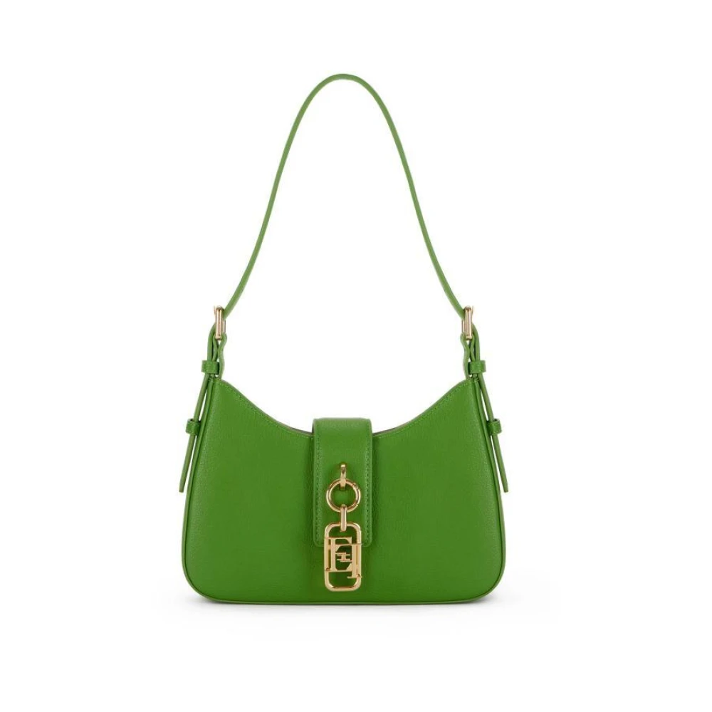 Elisabetta Franchi Women's Green Small Hobo Bag With Charm - Shoulder Bags - One Size - Bags