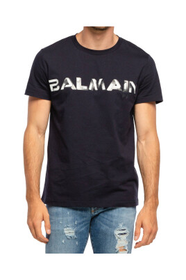 t-shirt-en-coton-bleu-fonce-a-manches-courtes