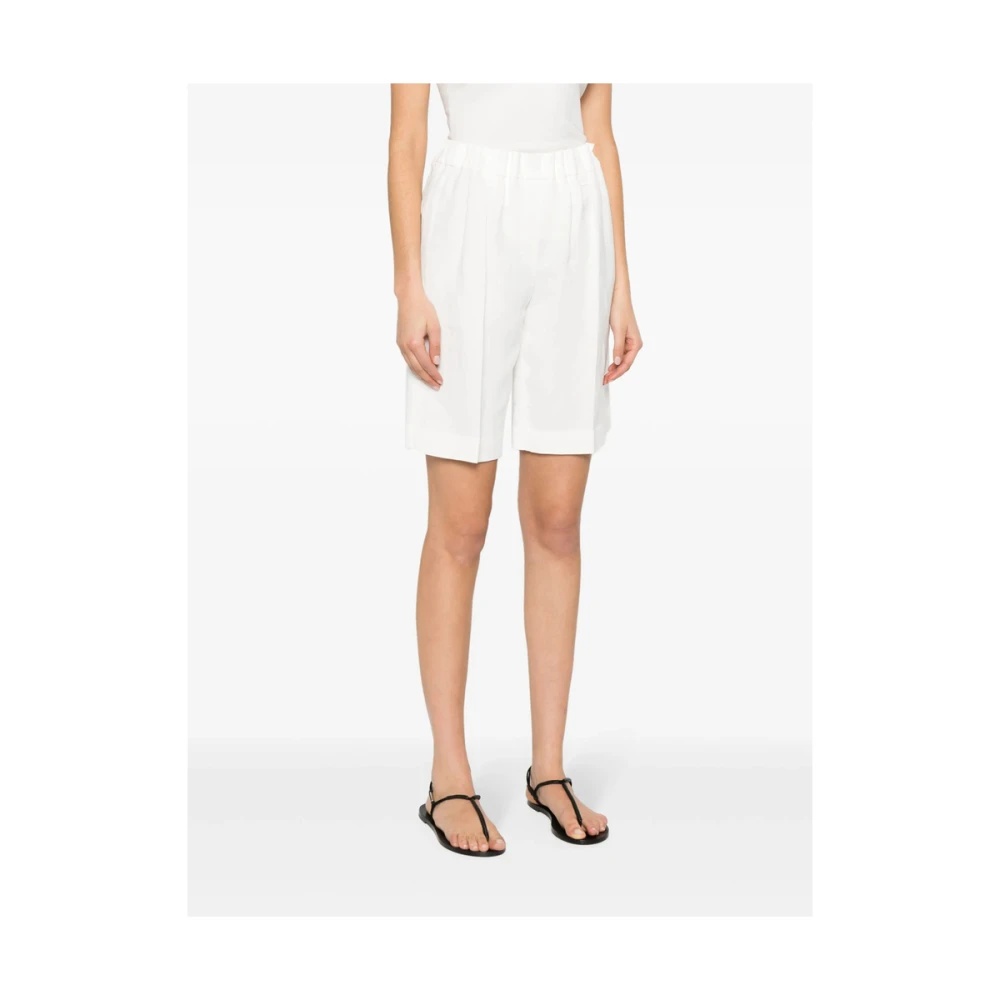 BRUNELLO CUCINELLI Wit Linnenmix Tailored Elastische Tailleband White Dames