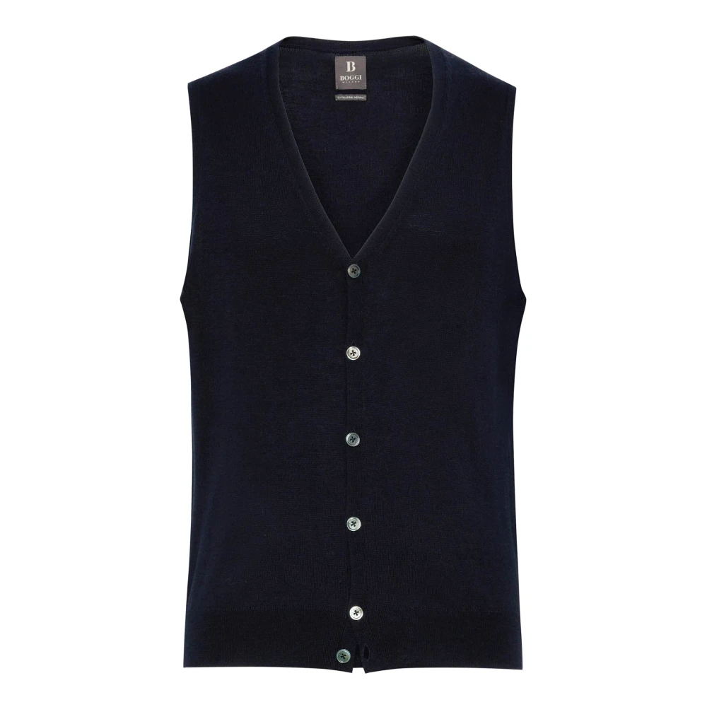 Boggi Milano Merino wollen gebreide vest Blue Heren
