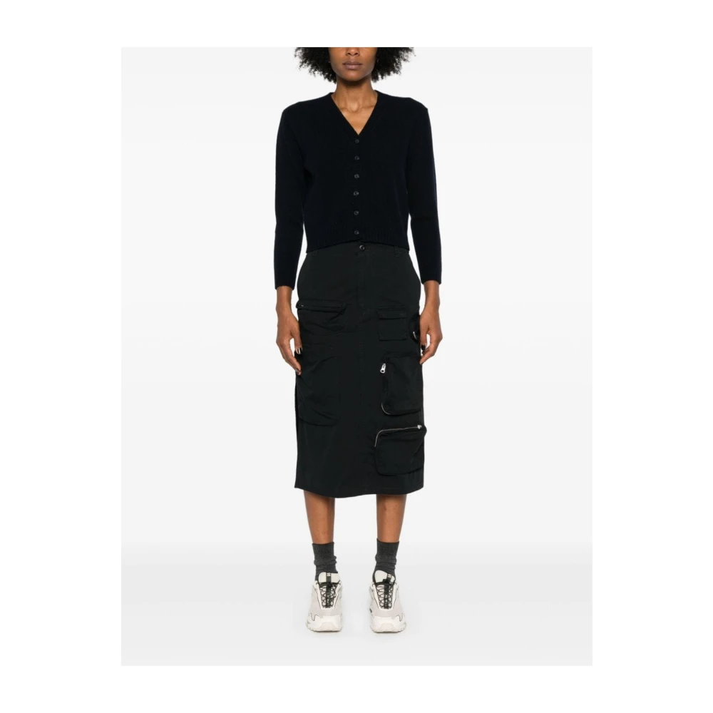 Maison Margiela Zwarte Wol V-Hals Trui Blue Dames
