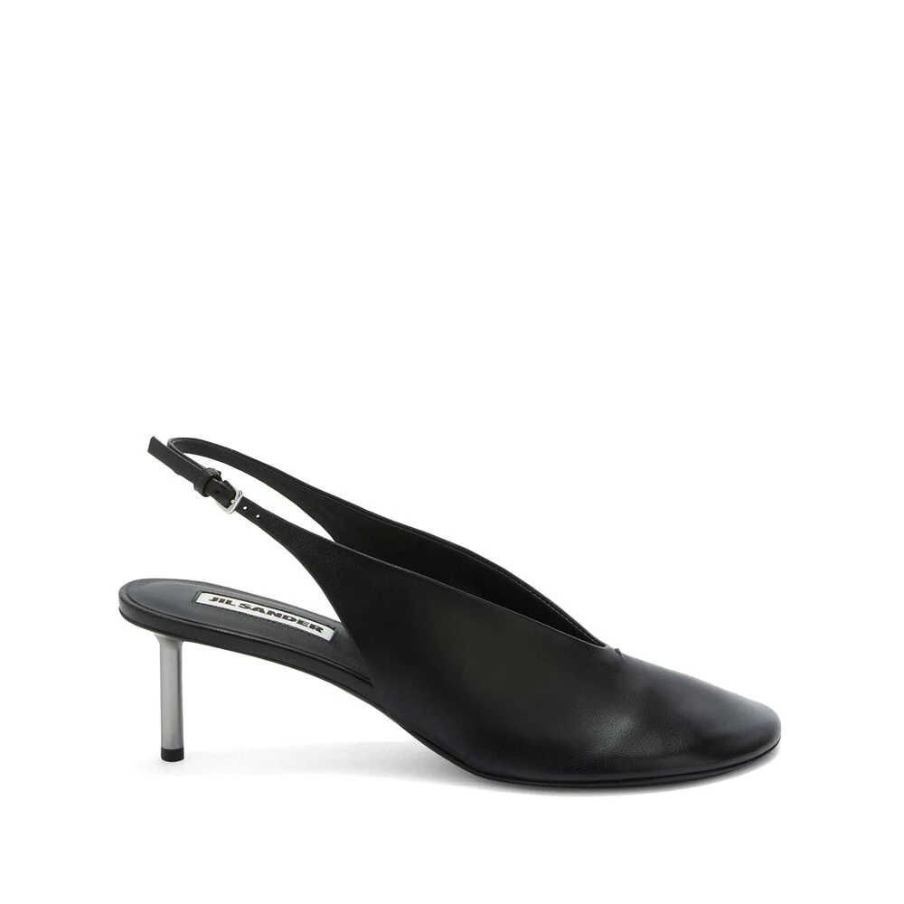 Jil Sander Svart Läder Slingback Mittenklack Skor Black, Dam