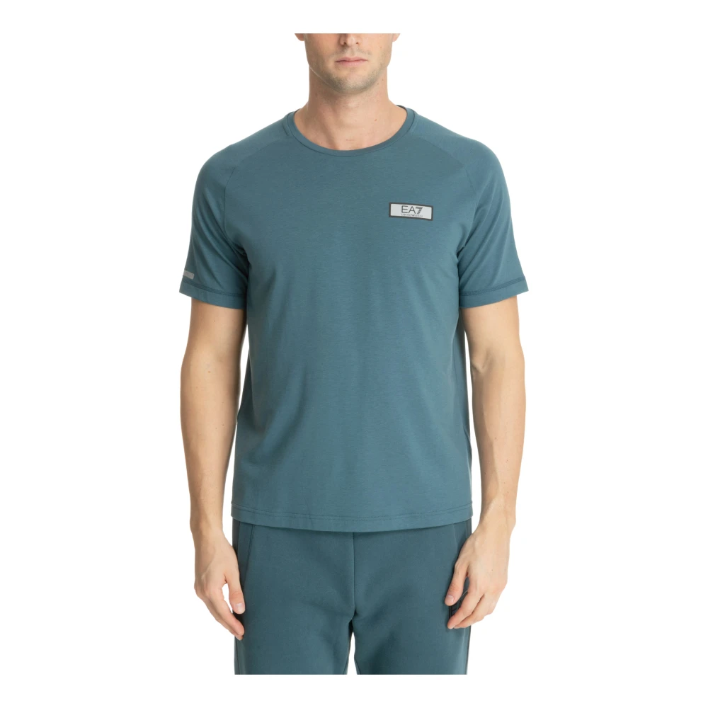 Emporio Armani EA7 Effen Logo T-shirt Blue Heren