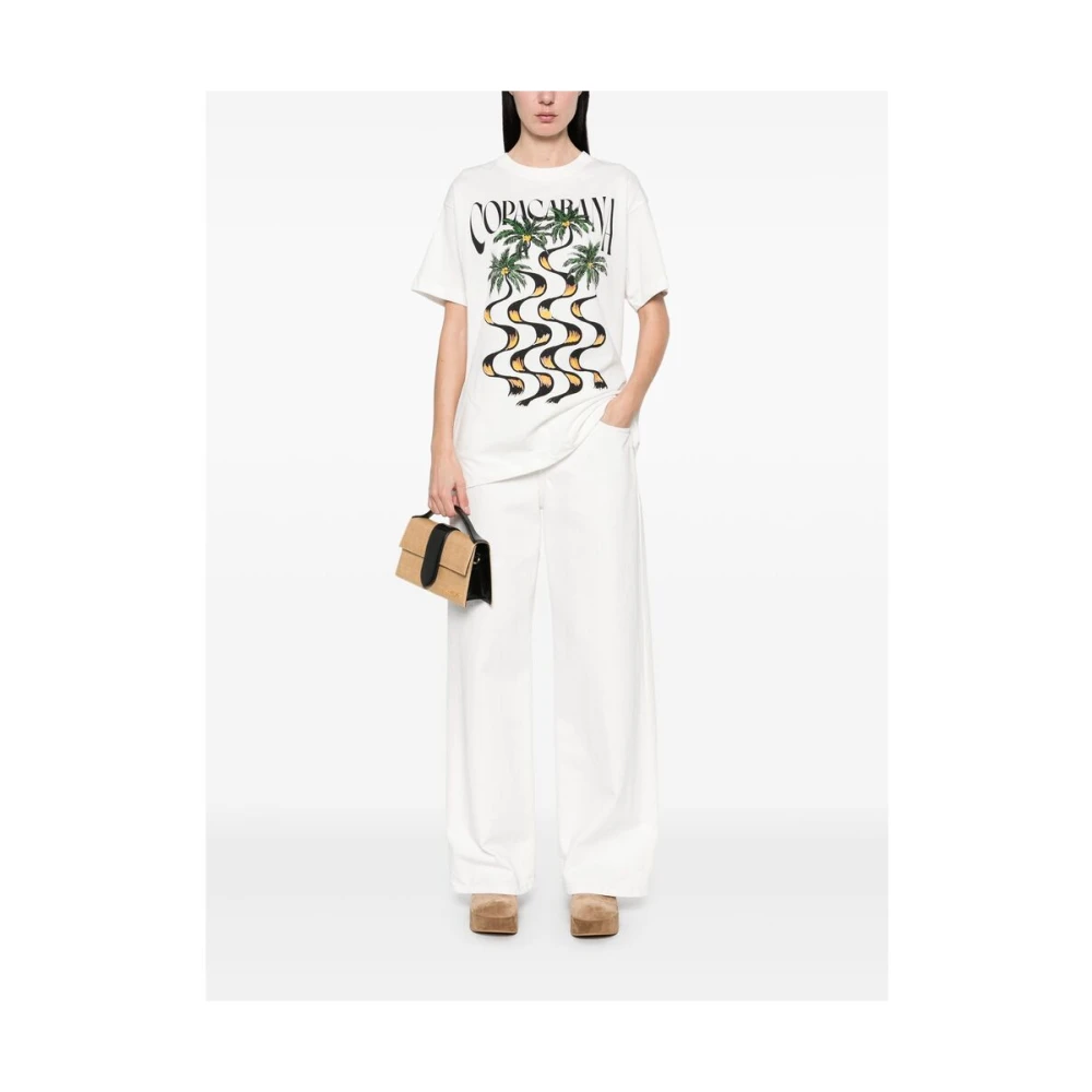 Farm Rio Grafische Print Crew Neck T-shirt White Dames