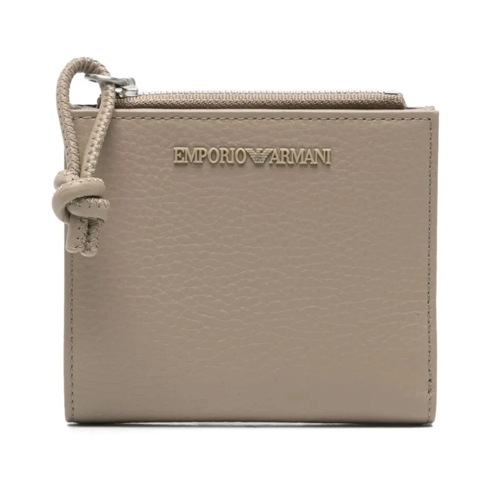 Emporio Armani Smalle Leren Kaarthouder Gray Heren