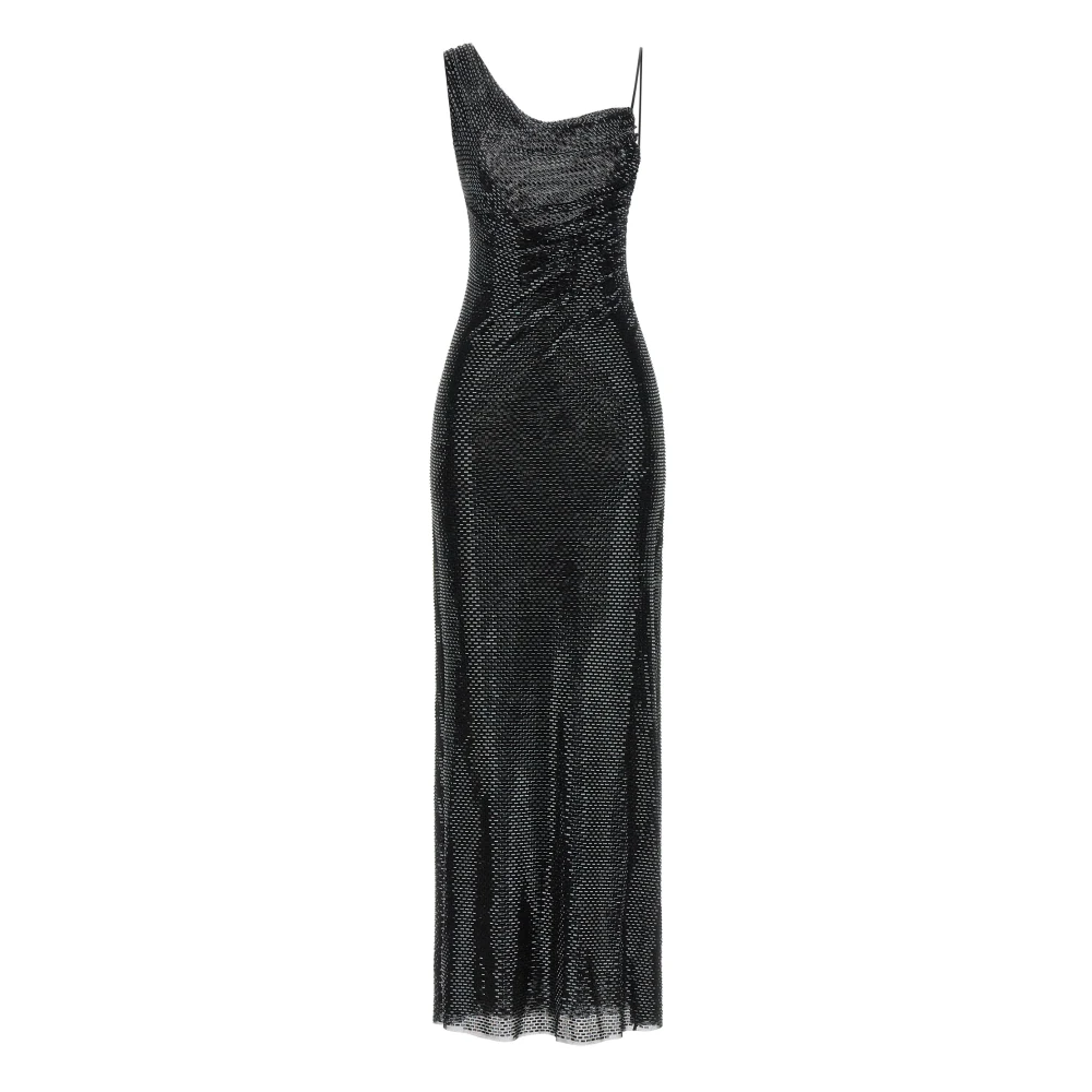 Self Portrait Women's Black Rhinestone Draped Maxi Dress - Gowns - Xs - Dresses