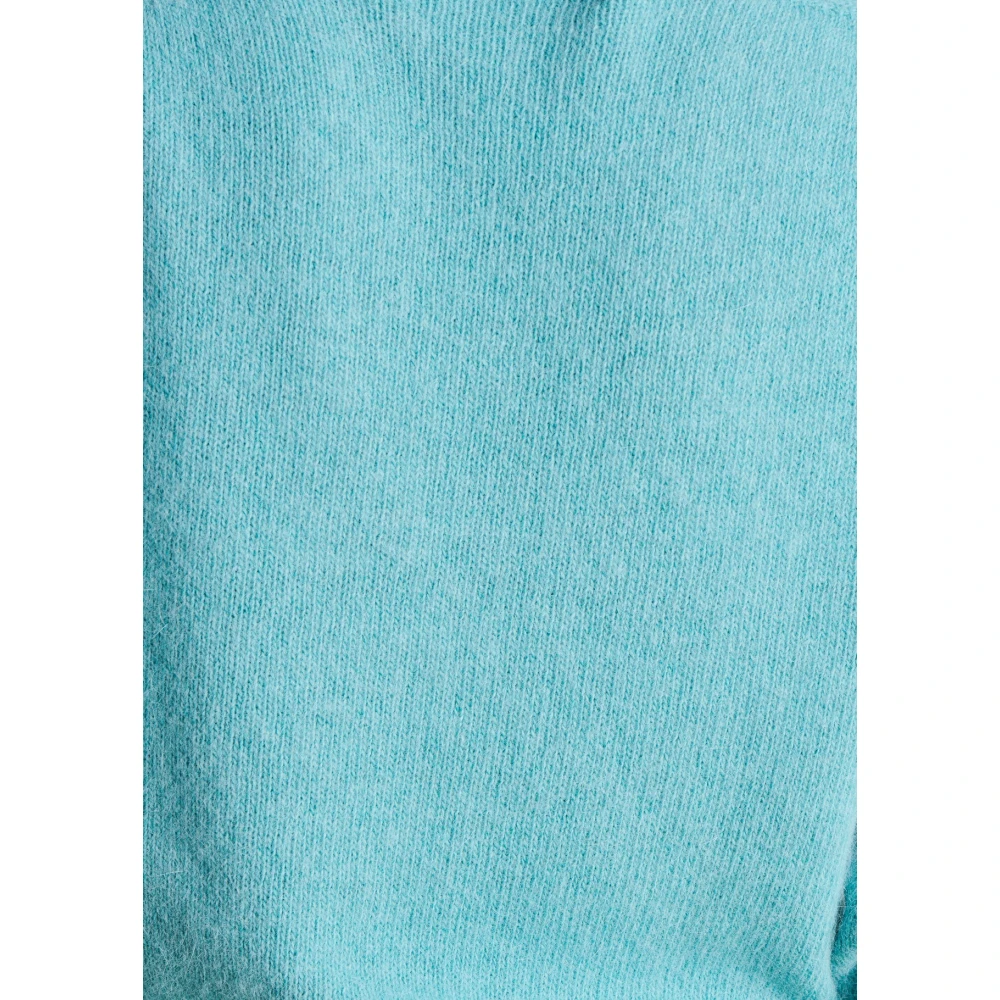 La Fée Maraboutée Angora V-hals trui boxy stijl Blue Dames