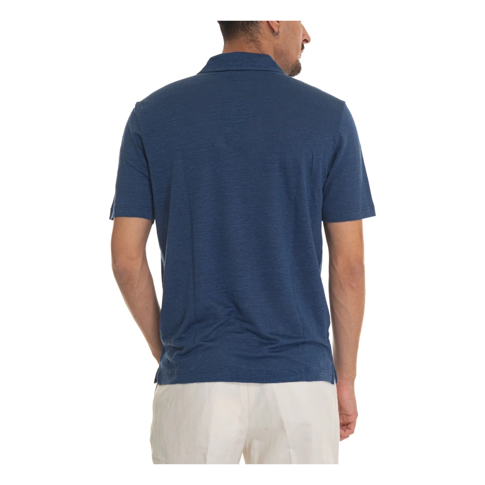 Gran Sasso Linnen Polo Shirt met Zijopeningen Beige Heren